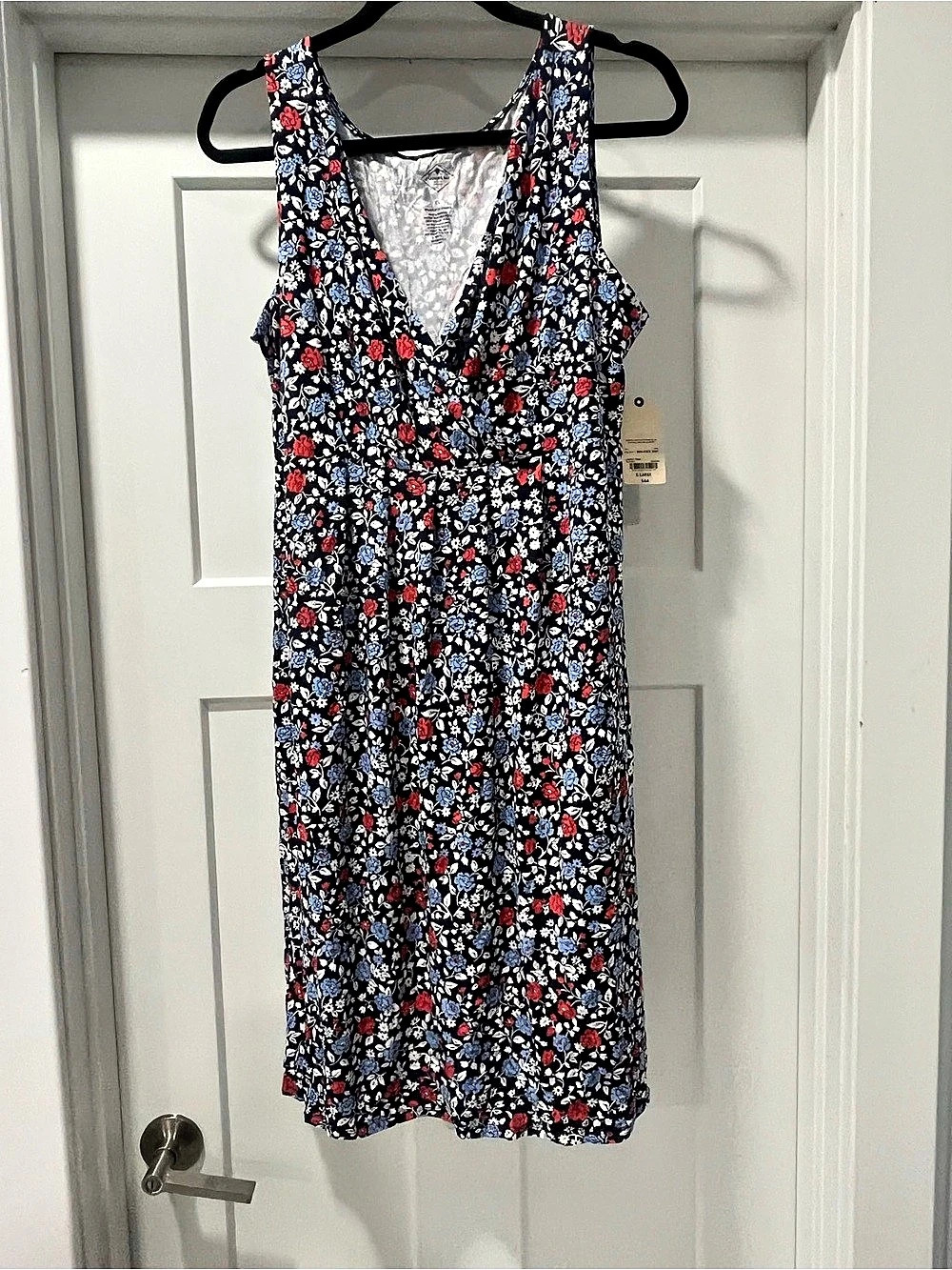 St. John's Bay Floral Midi Dress Blue & Red XL NWT